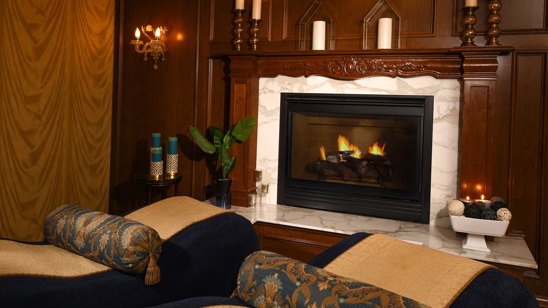 A Fire Place Sitting In A Living Room With A Fireplace
